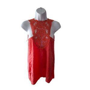 Forever 21 Embroidered Floral Halter Top Size SP Sleeveless Coral Cottagecore